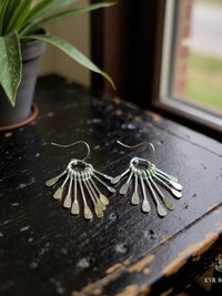 Boho Silver Plated Fringe Paddle Earrings, Sterling Silver Wires, Artisan Chandelier Dangles
