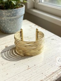 Wide Hammered Gold Cuff Bracelet: Handcrafted Boho Jewelry