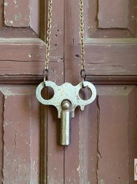 Vintage Clock Key Necklace PENELOPE, Repurposed Brass Winding Pendant, Steampunk