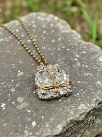 Dazzling Pyrite Wire-Wrapped Pendant Necklace - Handcrafted Statement Jewelry with Natural Stone