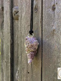 Raw Amethyst Wire Wrapped Necklace - Handcrafted Boho Crystal Pendant Jewelry