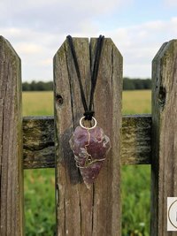 Raw Amethyst Wire Wrapped Necklace - Handcrafted Boho Crystal Pendant Jewelry