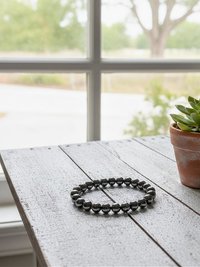 Hematite Beaded Bracelet - Natural Gemstone Jewelry - Stylish Stretch Bracelet