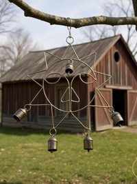 Handmade Sun Windchime - Artisan Metal Garden Decor Brass Bells