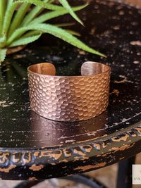 Wide Hammered Copper Cuff - Handcrafted Boho Bracelet, Bohemian Jewelry