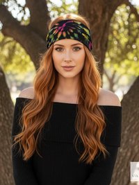 Black Tie Dye Boho Headband -  Stylish Bohemian Headwrap, Headbands for Women