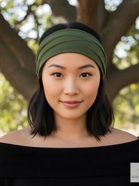 Olive Green Boho Headband -  Stylish Bohemian Headwrap, Headbands for Women