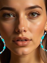 Boho Teardrop Earrings with Turquoise Beads - Antique Gold Dangle Jewelry