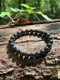 Hematite Beaded Bracelet - Natural Gemstone Jewelry - Stylish Stretch Bracelet