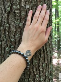 Hematite Beaded Bracelet - Natural Gemstone Jewelry - Stylish Stretch Bracelet