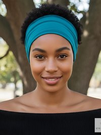 Teal Blue Boho Headband - Stylish Bohemian Headwrap, Headbands for Women