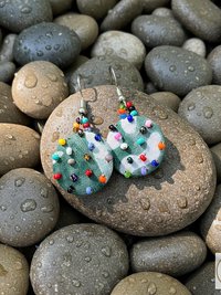 Handcrafted Boho Button Earrings - Dangle Earrings, Sustainable Upcycled Jewelry