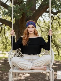 Dark Blue Tie Dye Boho Headband - Stylish Bohemian Headwrap, Headbands for Women