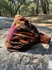 Brown Tie Dye Cotton Headband, Wide Boho Yoga Headwrap for Women, Bohemian Workout Hairband