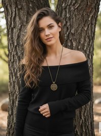 Bohemian Antique Bronze Tribal Pendant Necklace - 24 Inch Chain Boho Jewelry