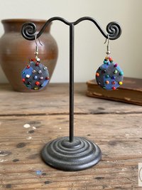 Handcrafted Boho Button Earrings - Dangle Earrings, Sustainable Upcycled Jewelry