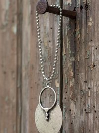 Boho Tribal Silver Circle Pendant Necklace - Unique Statement Accessory
