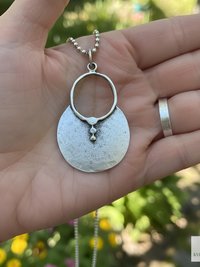 Boho Tribal Silver Circle Pendant Necklace - Unique Statement Accessory