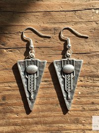 Boho Silver Tribal Earrings - Ethnic Dangles with 925 Sterling Silver Hooks