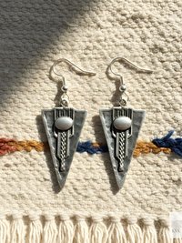 Boho Silver Tribal Earrings - Ethnic Dangles with 925 Sterling Silver Hooks