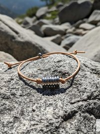 Boho Leather & Silver Bead Bracelet - Adjustable Minimalist Style