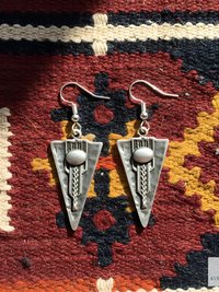 Boho Silver Tribal Earrings - Ethnic Dangles with 925 Sterling Silver Hooks