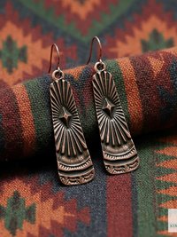 Handcrafted Antique Copper Tribal Earrings - Boho Ethnic Dangles