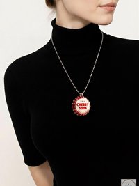Vintage Soda Bottle Cap Necklace, Retro 1970s Americana Jewelry