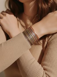 Wide Hammered Mixed Metal Cuff Bracelet - Statement Artisan Jewelry