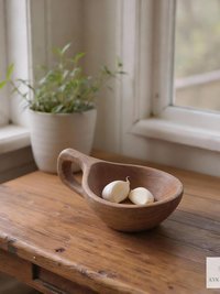 Hand Carved Olive Wood Salt Pot with Handle: Kenyan Kitchen Decor