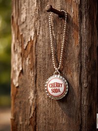 Vintage Soda Bottle Cap Necklace, Retro 1970s Americana Jewelry
