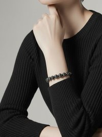 Hematite Beaded Bracelet - Natural Gemstone Jewelry - Stylish Stretch Bracelet