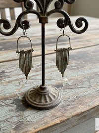 Fringe Earrings with Raw Brass Patina Finish - Handcrafted Boho Statement Jewelry
