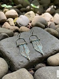 Fringe Earrings with Raw Brass Patina Finish - Handcrafted Boho Statement Jewelry