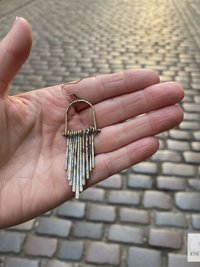 Fringe Earrings with Raw Brass Patina Finish - Handcrafted Boho Statement Jewelry