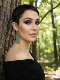 Patina Feather Earrings - Boho Statement Jewelry