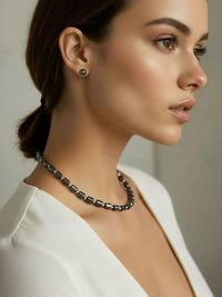 Hematite Barrel Bead Necklace