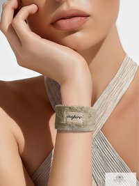 Inspire Boho Cuff Bracelet – Sandstone Cotton Fabric, Vintage Button Closure