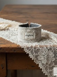 Inspire Boho Cuff Bracelet – Sandstone Cotton Fabric, Vintage Button Closure