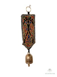 Boho Shisha Mirror Embroidery Fabric Banner Chime - Recycled Indian Wall Bell