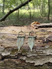 Fringe Earrings with Raw Brass Patina Finish - Handcrafted Boho Statement Jewelry