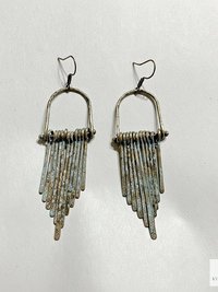 Fringe Earrings with Raw Brass Patina Finish - Handcrafted Boho Statement Jewelry