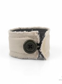 Inspire Boho Cuff Bracelet – Sandstone Cotton Fabric, Vintage Button Closure