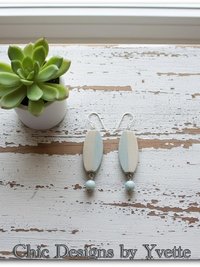 Summer Breeze Wood and Aquamarine Dangle Earrings