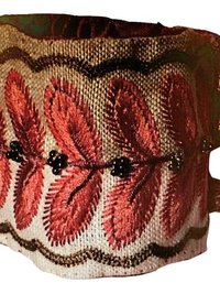 Ravishing Red/Pink Embroidered Leaf Cuff & Flower