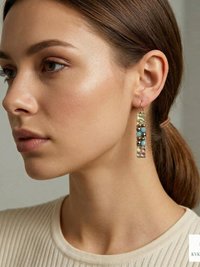Boho Gold Bar Earrings with Beaded Accents & Wire Wrapping - Handcrafted Mixed Media Jewelry
