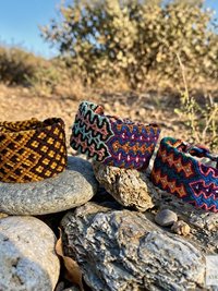 Boho Wide Woven Cotton Cuff Bracelet - Adjustable Fabric Wristband