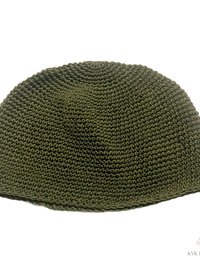 Olive Green Kufi Skull Cap - Crocheted Beanie Hat, Ethically sourced