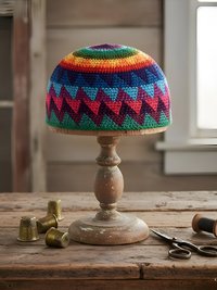 Rainbow Kufi Skull Cap - Crocheted Beanie Hat, Ethically sourced