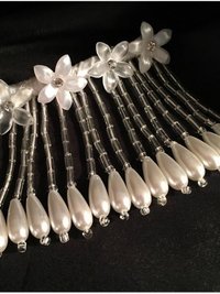 Rhinestone and Resin Flowered Fringe with Pearl Accented Hairpin